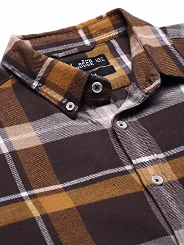 Image of THE BEAR HOUSE Men's Cotton Slim Flannel Button-Down Casual Shirt |Yellow |3XL |TBH-MOIRA-MT-3XL |