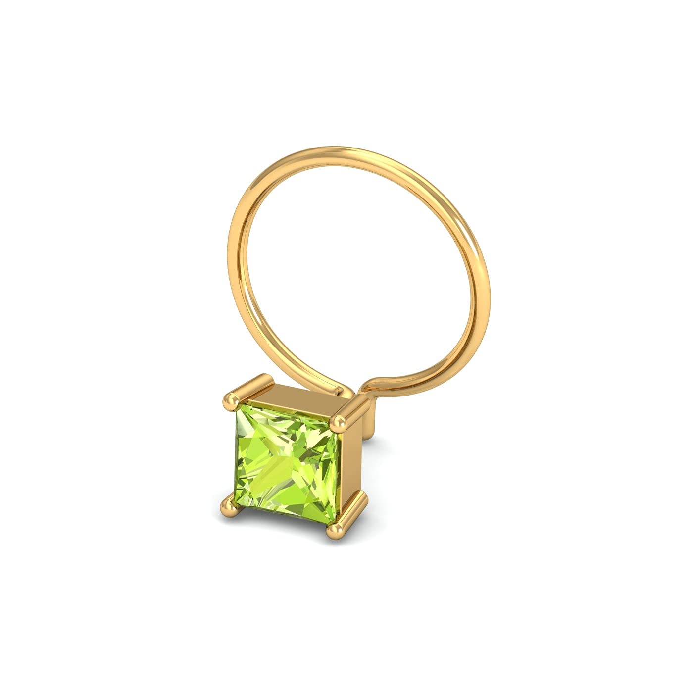 14K Yellow Gold Tiny Square Peridot Nose Pin for Women (Piercing Required)|BIS-Hallmarked Gold Nose Pin-image-40