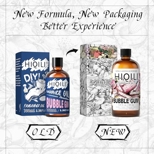 Image of HIQILI Bubble Gum Fragrance Oil for Soap Making & Home Diffsuer - 5.07FL Oz | for Candle & Bath Bombs Making, Long Lasting Candy Scents - 150 ML