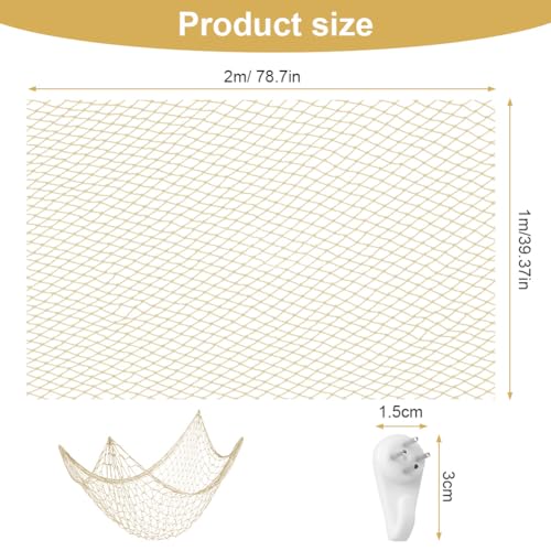 Aolso Fishing Net Decoration, 6.5 X 3.3Ft Nautical Wall Hanging Fish Net - Image 2