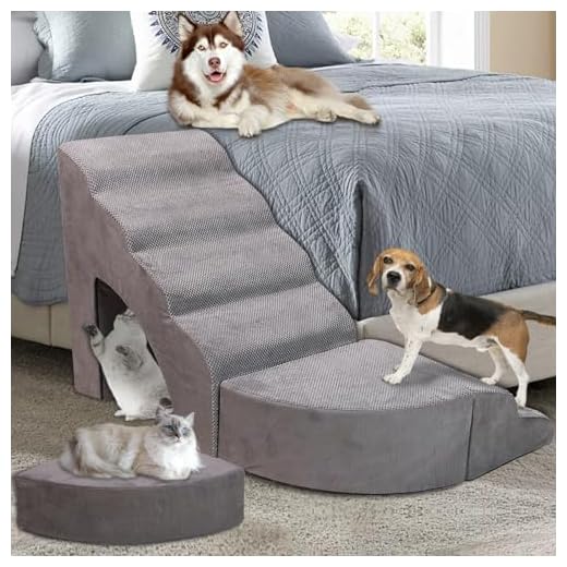 Foam Dog Stairs & Steps Ramps for High Beds 25-30 inches High Tall, LitaiL 6 Step Pet Stairs/Steps for High Beds 30 inch Large Dogs, Non-Slip Dog Ramps for Small Dogs, for Older Dogs/Cats