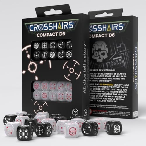 Q-Workshop Crosshairs Compact D6: Black & Pearl Dice Set image 2