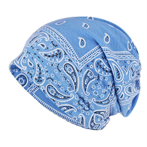 HZUX Fashion Hijabs for Women Muslim Soft Head Headwear India Hat Cancer Chemo Turban Wrap Scarf Cap Light Blue