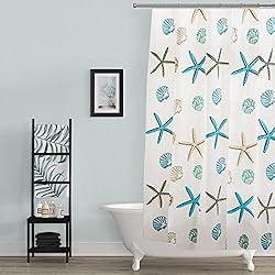Barras Para Cortinas De Baño Carrefour BSTT Cortinas de Ducha antimoho y Lavables PEVA Estrella de mar Cortina de baño Decorativa para el hogar y el Hotel 180 x 240 cm