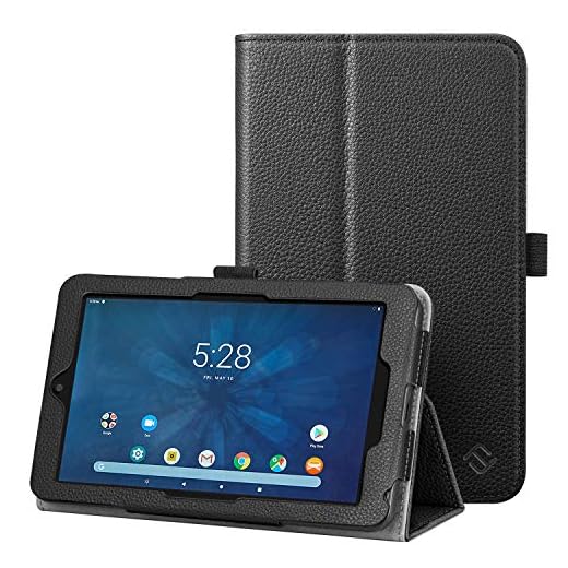 Fintie Case for Onn. 7" Tablet 2020 & 2021 - Premium Vegan Leather Folio Protective Stand Cover with Pencil Holder for Onn 7 inch Android Tablet (Model: 100015685 / 100026191) (Black)