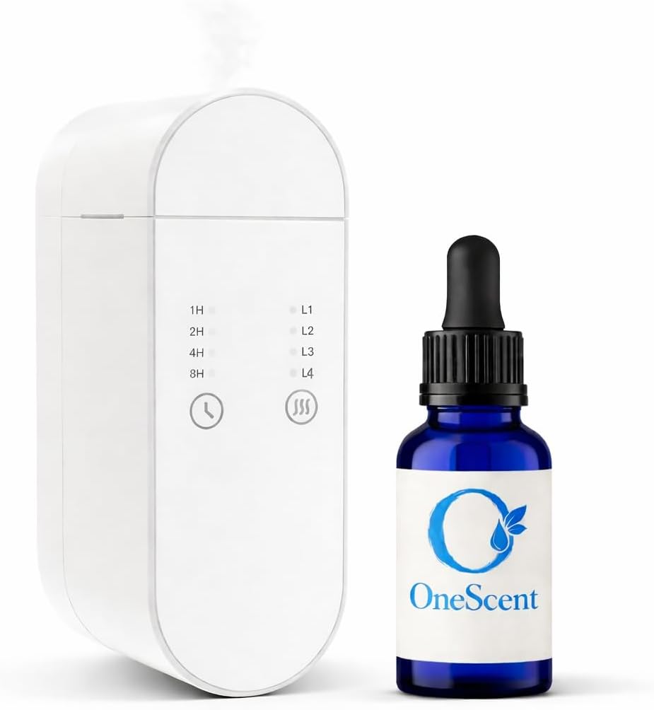 OneScent Waterless Plug-in Scent Diffuser with Long Lasting Fresh Linen Essential Oil, 1000sqft Coverage, 30ml Luxury Hotel Oil Included