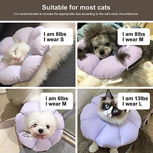 H Hidream Cat Cone Collar,Cute Waterproof Cat Recovery Collar,Anti-Bite Lick Wound Healing Safety Elizabethan E Collar For Cats,Purple Flower All-Season Style… #TOP5