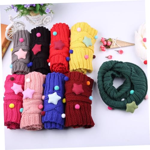 Didiseaon Boys Girls Winter Scarf 7.87 Inch Wide Star Pom Ball Knitted Neckwear for Boys and Girls4