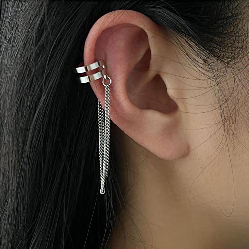 36 Pcs Gold Silver Adjustable Ear Cuffs Earrings Set For Women Girls Non-Piercing Cartilage Clip On Earrings Wrap Ear Jewelry,Tassel Chain Butterfly Star Fake Earrings For Women Girls Gifts (Silver) #TOP5