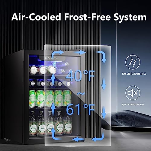 Image of Antarctic Star 95 Can Beverage Refrigerator Cooler - Small Wine or Champagne Cooler， Mini Fridge Soda or Beer, Electronic Temperature Control,Small Drink Dispenser,for Home and Bar,2.5Cu.Ft,Black