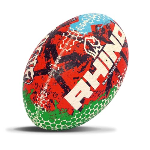Rhino Unisex's Graffiti Ball Rugby, Red Blue, 5