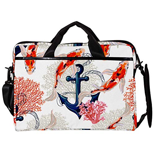 Maletín de portátil tropical de 14" con peces koi para llevar tu estilo a la oficina