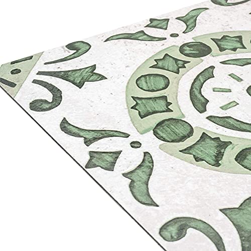Retro Self Adhesive 12-Inch Vinyl Floor Tiles, 20 Tiles - 12" X 12", Green Medallion Pattern - Peel & Stick, Diy Flooring For Kitchen, Dining Room, Bedrooms & Bathrooms By Achim Home Decor #TOP2