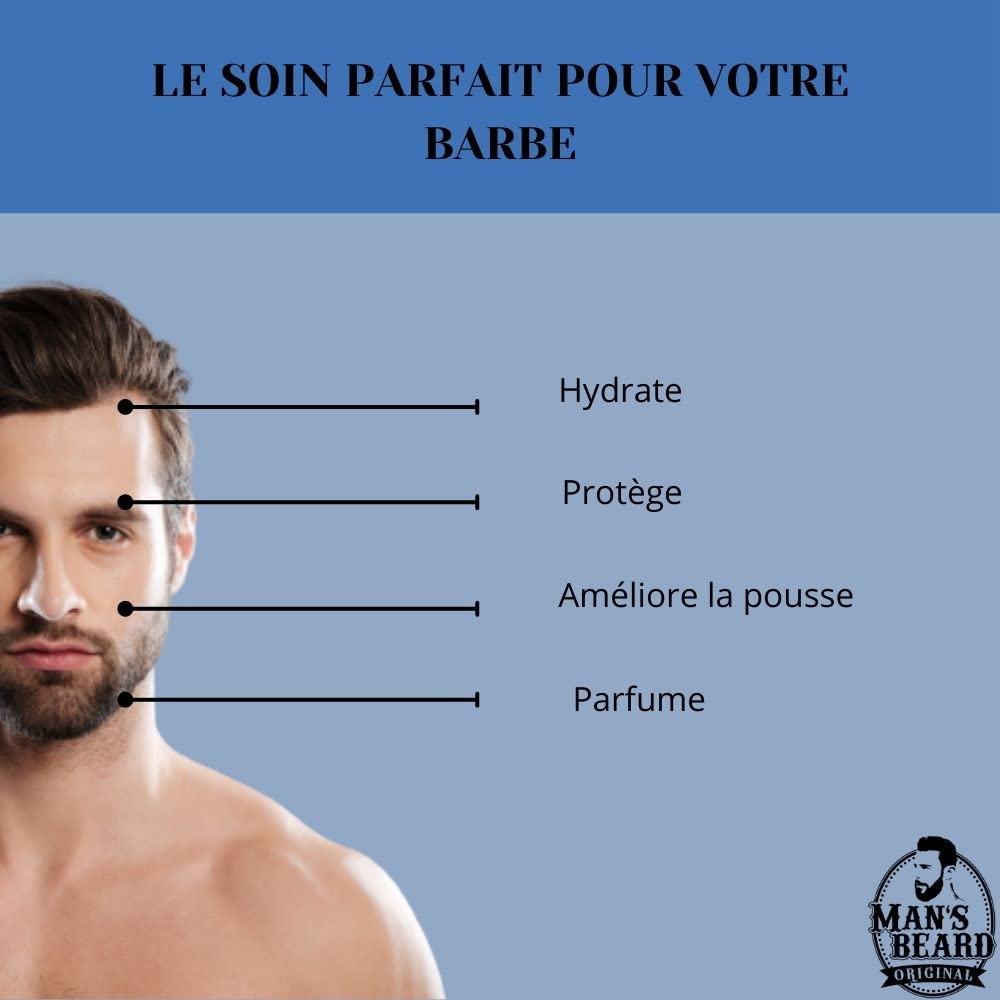 Man's Beard | Baume à barbe |Odeur Boisée SANTALUM |Soin homme pour la barbe hydratant et adoucissant| Ingrédients d'origine naturelle|100% Fabriqué en France|90 ml