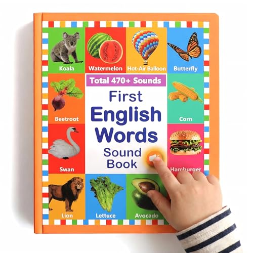 My First English Words Sound Book for Kids Ages 3-6, Interactive Toddler Books with 470+ Words & 21 Themes, Electronic Educational Toys for Boys &...