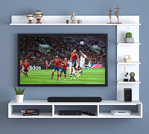 Image of Anikaa Tyson Engineered Wood Wall Mount TV Entertainment Unit (White)(Ideal for Upto 55 inch)(D.I.Y)