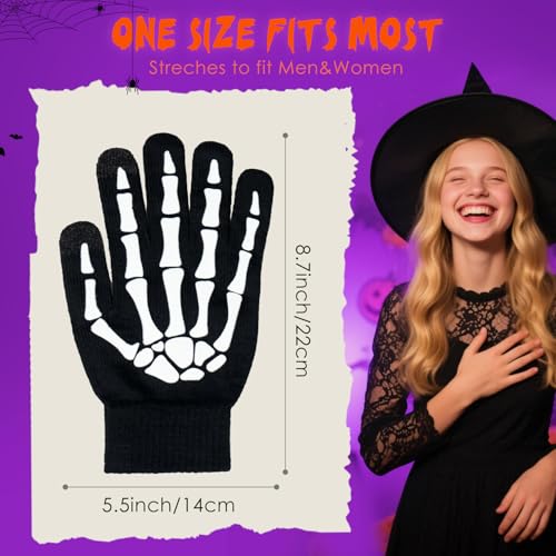 CROSSFINGERS Skeleton Gloves Glow in the Dark Touchscreen Warm 2 Pairs - image 6