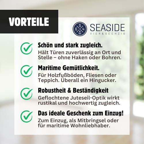Seaside No.64 - maritimer Türstopper Knoten - elegantes Dekoobjekt aus Jute - stilvoller Seemannknoten für alle Räume, Türen und Fenster - in 4 Farben (hellgrau)