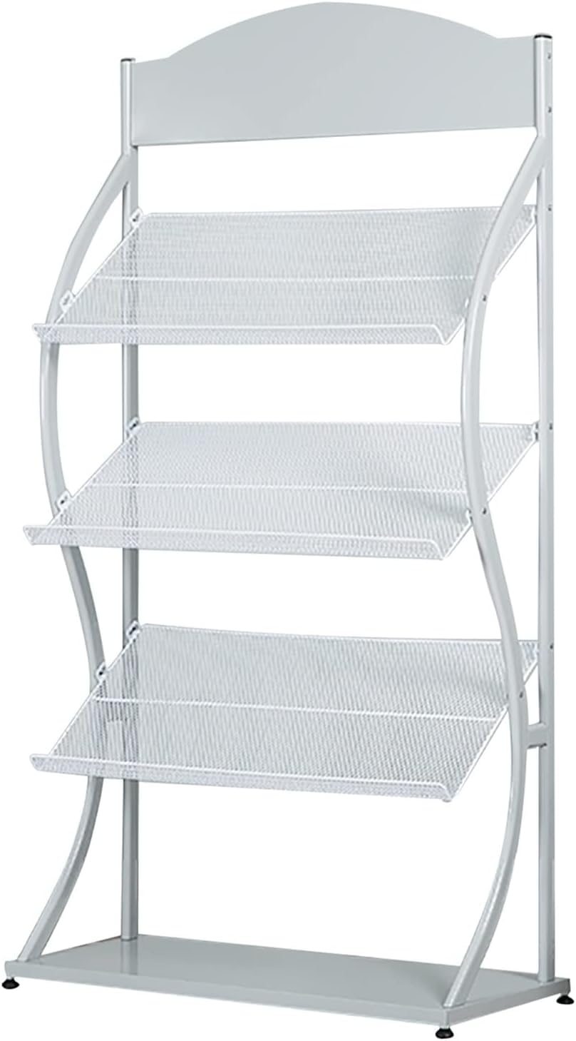ASerZenith Floor standing magazine rack Magazine Rack Floor Standing Literature Storage Holders Metal Display Stand For Office Hospitality Areas Multi-purpose display rack (White)