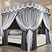 Princesse Quatre Coins Colonne Lit Rideau À Baldaquin Moustiquaire Drap De Lit 4 Coin Cabanon Rideau Rideau Chambre Décoration, Couvre-Lit Réutilisable (Y Compris Le Support)