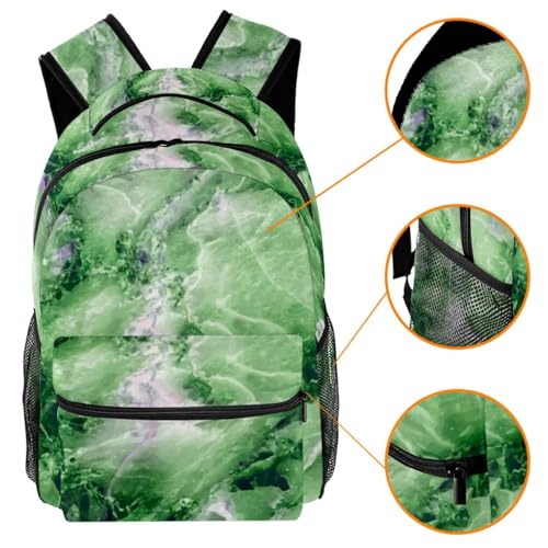 Sac à dos d'école marbre vert 40cm pour ado et voyage décontracté - 3
