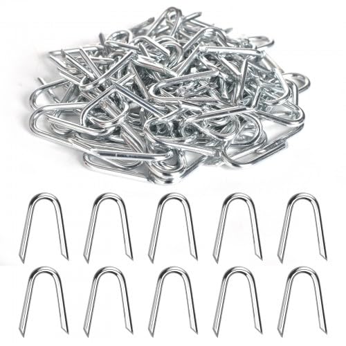 100 Stück Krampen U Nägel aus Eisen 20x1.8mm Stahlkrampen Rostfrei Stahlkrampen Verzinkt Krampen mit Schräg Geschnittenen Spitzen Stahlkrampen Verzinkt für Befestigung Maschendraht Gewebte Zäune