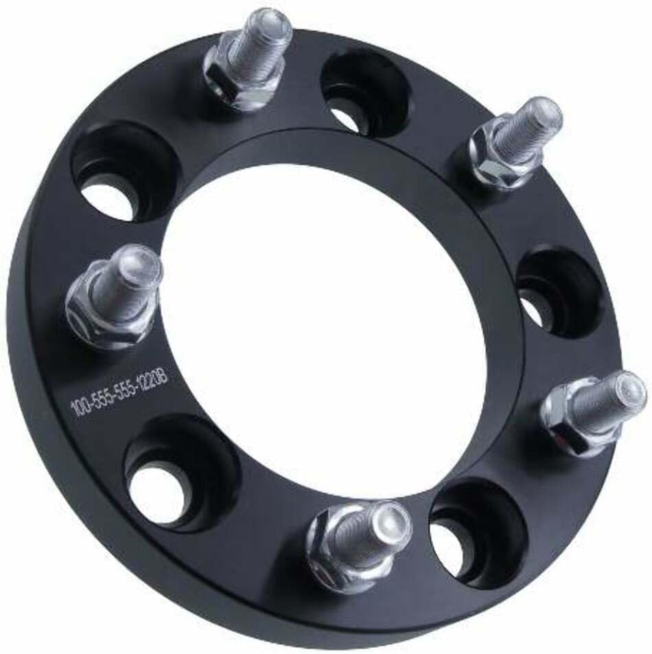 1" 5x5.5 Wheel Spacers - Fits Dodge 1500 Ford Fits F-100 Bronco Fits Jeep CJ - 1 Inch (25mm), 5x139.7, 1/2x20 Studs - Pair of 2 - Black