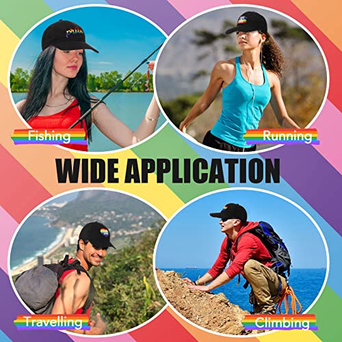 Xuhal 6 Pcs Embroidered Pride Hat, Rainbow Baseball Cap Lgbt Adjustable Cotton Caps Soft Lgbtq Lesbian Gifts For Women Men (Black) #TOP6