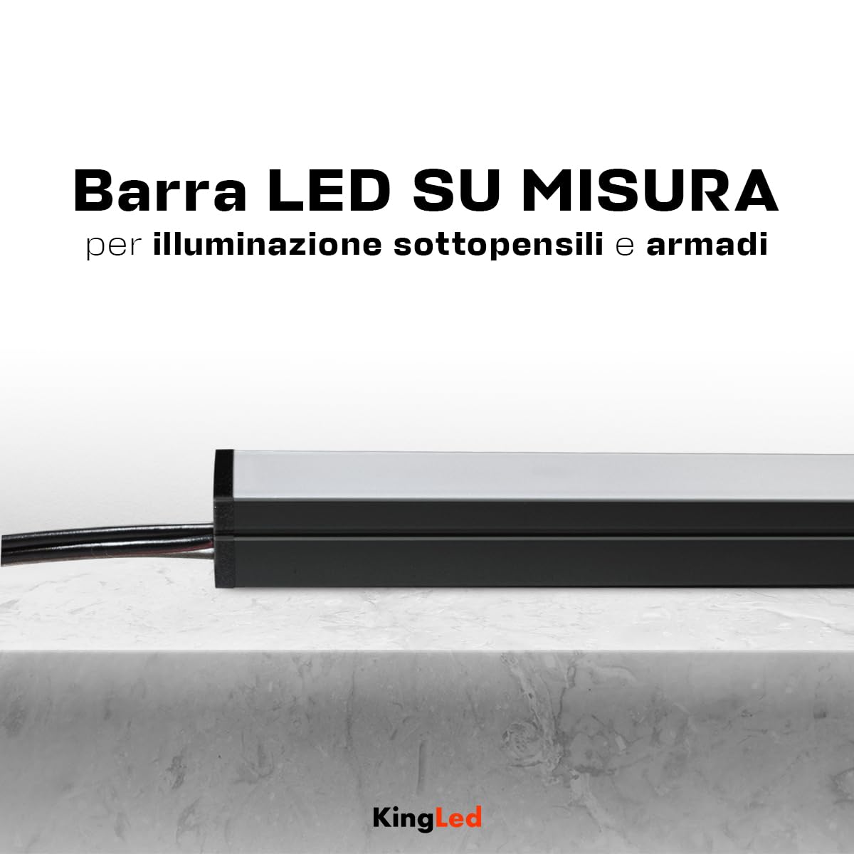 Barretta Led su misura con dimmer touch per sottopensili - Colore Nero - Personalizzabile da 30cm a 200cm con luminosità regolabile (150 cm, Luce Naturale 4000K)