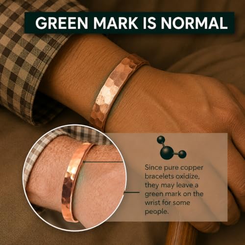 Image of Touchstone Copper magnetic bracelet Tibetan style. Hand forged with solid and high gauge pure copper. Hammered look.