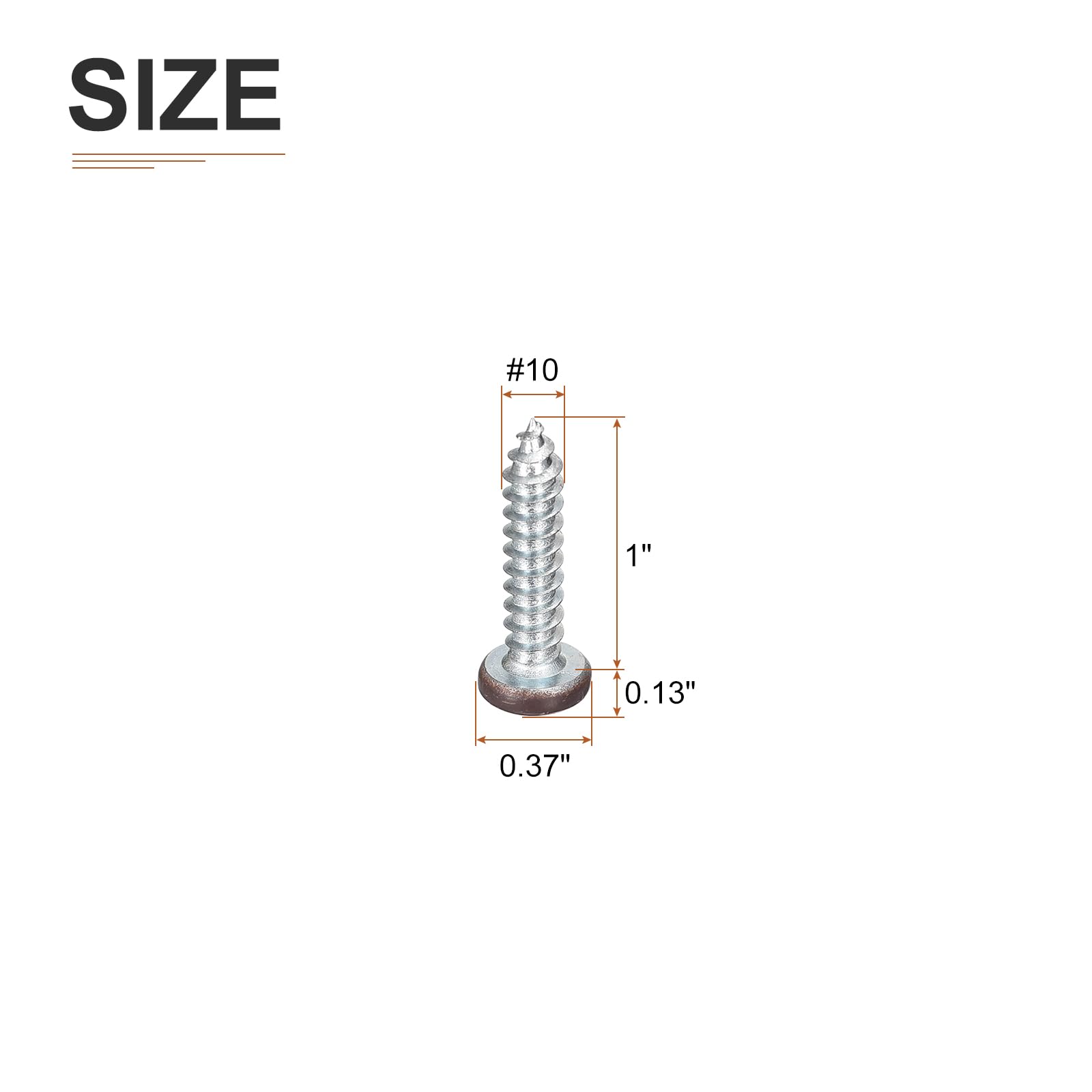 DTGN #10x1" Brown Pan Head Phillips Sheet Metal Screw - 25Pack - Zinc Plated Carbon Steel Self-tapping Screw Wood Screws - Image 2