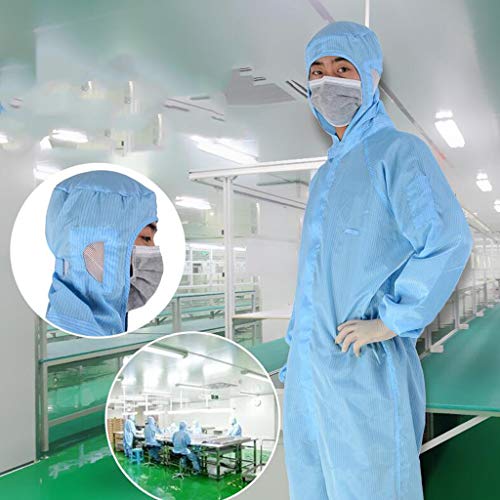 Gecau Disposable Waterproof Protective Coverall Suit with Long Zipper Front, Coverall Chemical Hazmat Isolation Suit Disposable Protective Clothing (M, Blue) - Thumbnail 2