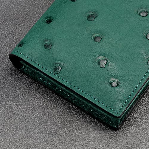 Image of HISCOW Full Grain Leather Business Card Holder Case | Minimalist EDC wallet, gusset holds 25 cards, ID window, fits folded bills, bifold profile, premium gifts for men & women