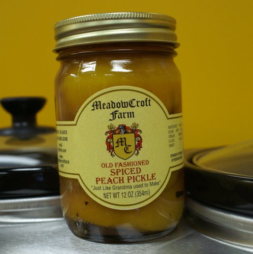 Pickled Peaches - MeadowCroft Farm Old Fashioned Spiced Pickled Peaches 2 Pack (2-12 oz jars) All Natural Peach halves spiced with whole cinnamon, cloves, allspice and fresh ginger image 3