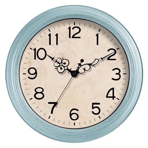 KECYET 12 Inch Silent Wall Clocks Battery Operated Retro Wall Clock Decorative for Living Room Kitchen Bathroom Bedroom(Teal)