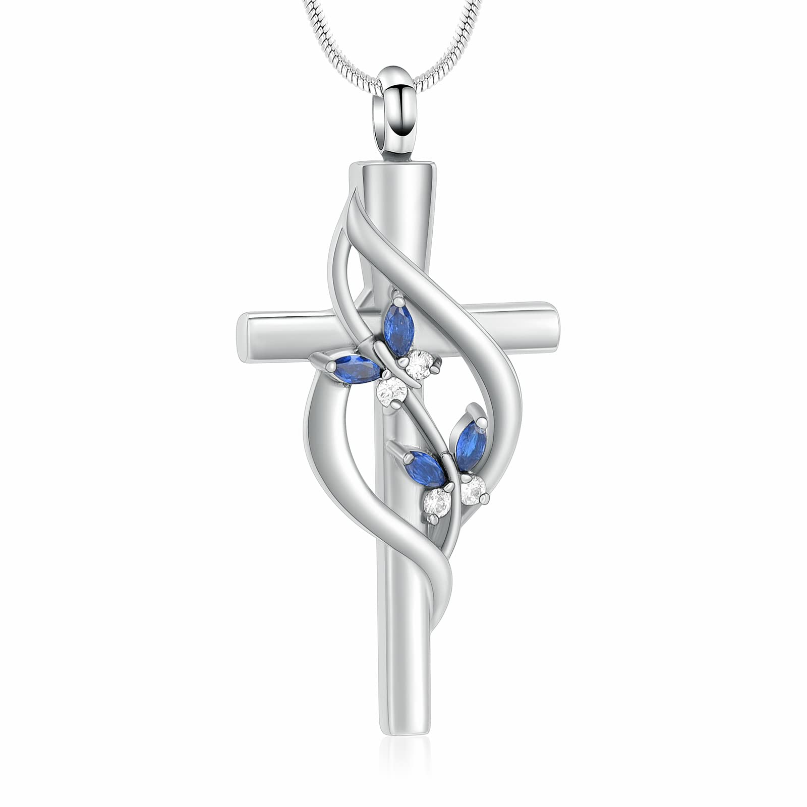 Minicremation Cremation Jewelry for Ashes - Cross Urn Necklace for Women Men Double Cross Religious Memorial Urn Locket for Loved One Ashes Funeral Keepsake Pendant, Stailess steel, not