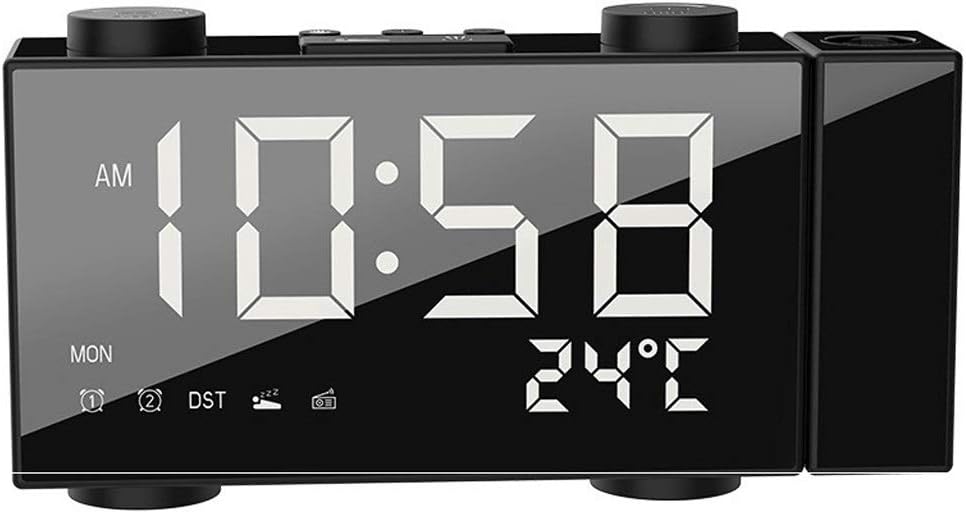 LED Projection Digital Alarm Clock, Large Alarm Clock Projection on Ceiling Wall, 180°Projector,Dimmer Used for Bedroom Home Office
