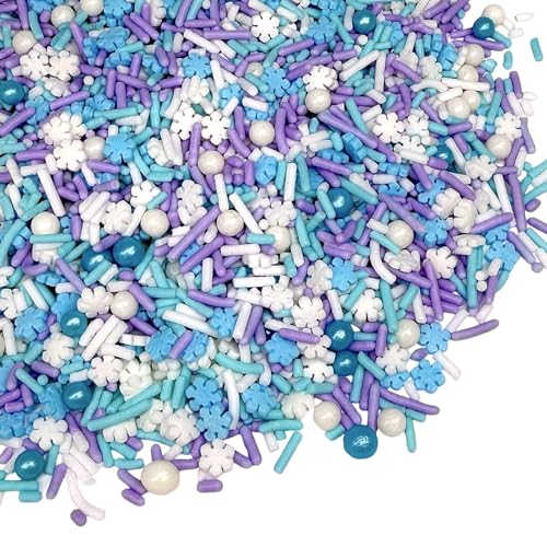 Image of Manvscakes Sprinkles- Edible Cake and Cupcake Sprinkles with Assorted Shapes and Sizes for Parties, Metallic Sprinkle Mix for Cookies, Ice Cream, Cake and Cupcake Decorating, 4 oz (Snowflakes)