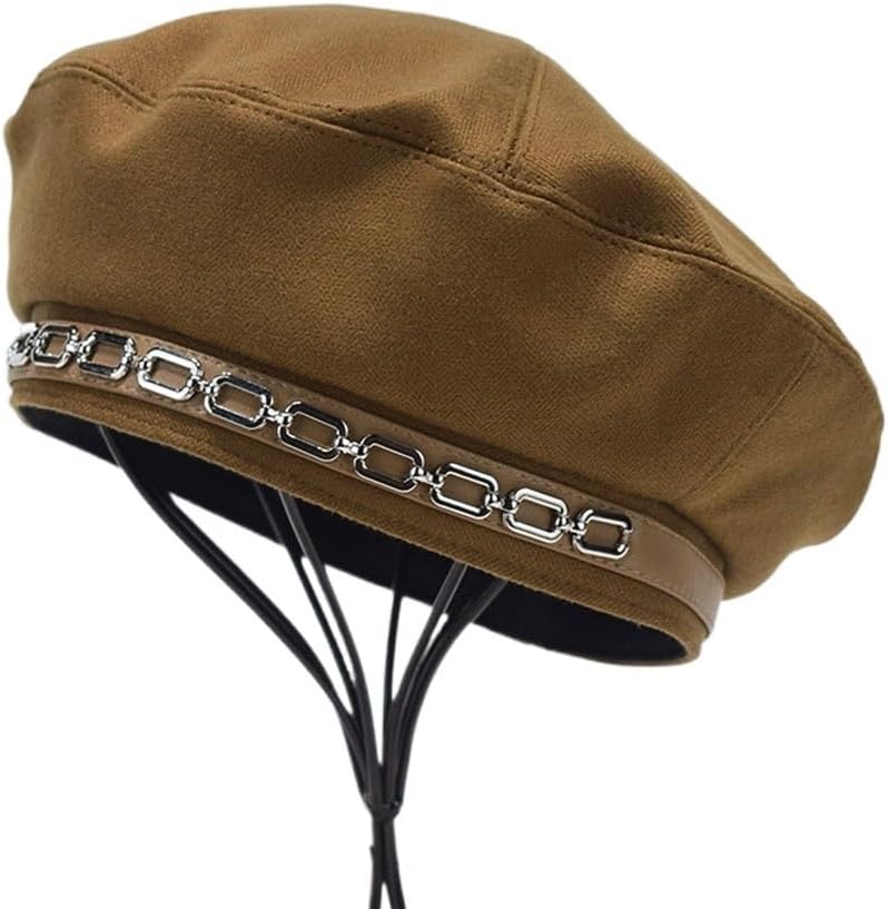 JSEIAJB Autumn and Winter Beret Women's Korean Versatile Artist Hat Show Fashion Hat(E)