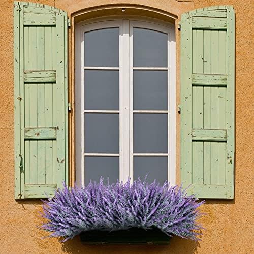 12束 造花 ラベンダー 人工プラスチック 紫の花 ホーム ウェディング キッチン ガーデン パティオ 窓 ボックス オフィス テーブル センターピース 屋内 屋外 装飾 (つや消し)