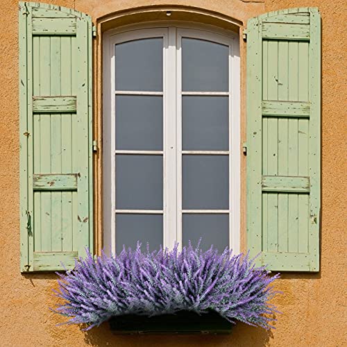 12 Bundles Fake Flowers Artificial Lavender Faux Plastic Purple Flowers For Home Wedding Kitchen Garden Patio Window Box Office Table Centerpieces Indoor Outdoor Decor (Gray Purple) #TOP3