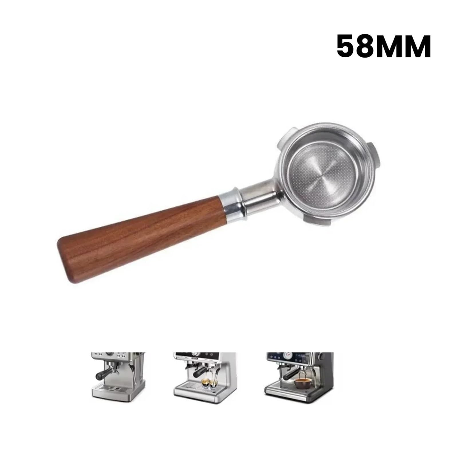 Portafiltro De Café Sin Fondo De 3 Orejas De 58mm Con 2 Cestas (18g), Compatible Con Cafetera Hibrew, H7/h7a /h10a, Adaptación Precisa(HIBREW Red wood)