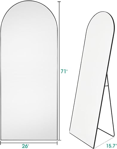 Miniatura 2 de Espejo arqueado de longitud completa de 26 x 71 pulgadas, espejo de piso negro de gran tamaño, espejo de pared de longitud completa, espejo de pared