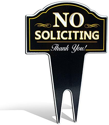 Signs Authority No Soliciting Sign For House Reflective Outdoor Yard Signs for Home/Business | 15"x9.5" DiBond Aluminum No Soliciting Yard Sign | No Soliciting, Deter Door Knockers and Bell Ringer