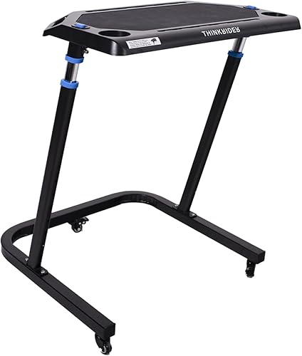 ThinkRider Escritorio ajustable para bicicleta Carrito de computadora portátil con ruedas para bicicleta o entrenador estacionario Ejercicio