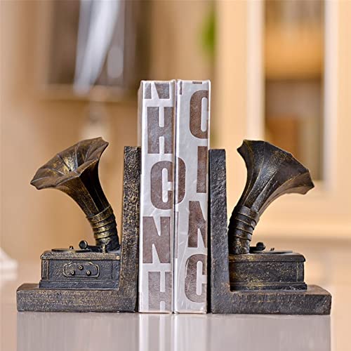 Decorative Bookends,Office Bookends,Bookends Of The Phonograph,Book Ends For Heavy Books,Book Holders For Shelves,Book Stoppers For Coffee Shop,Bar,Home (Phonograph) #TOP4