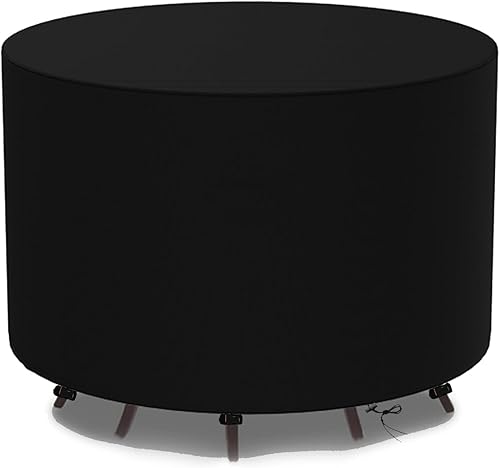 Funda de mesa redonda para exteriores, impermeable, 600D, redonda, para muebles de patio, para juegos de mesa y silla, resistente a la lluvia y a la