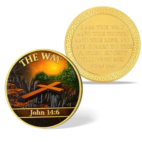 BraveBloom “The Way” John 14:6 Challenge Coin | Christian Prayer Medallion with Cross Bridge Design |Bible Verse Faith Pocket Token Religious Keepsake Inspirational Spiritual Gift for Men and Women