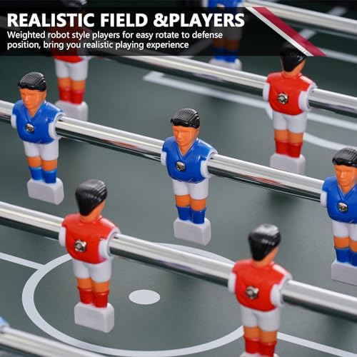 RAYKEEP 58 Inch Foosball Table, Full Size Competition Soccer Game Table for Adults & Kids, Heavy-Duty Indoor Arcade Table for Game Rooms & Parties (Black) - Thumbnail 4