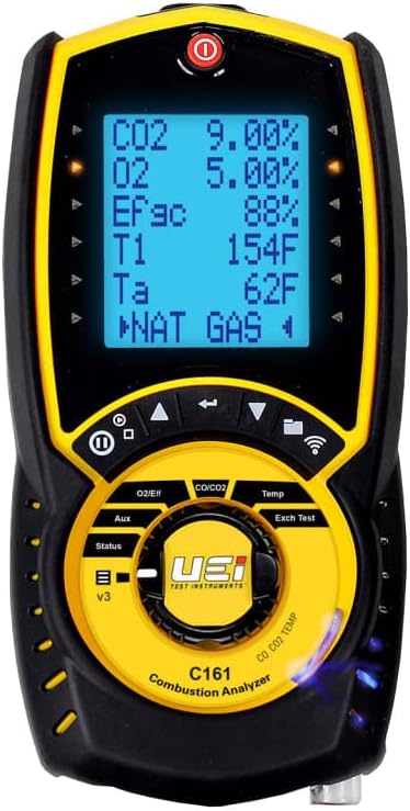 UEi C161C Residential Combustion Analyzer with Direct CO2 Measurement & Case - 10-Year Warranty